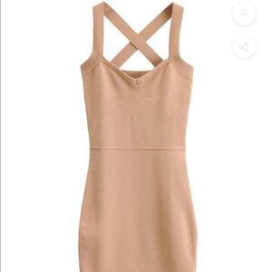 DEBBY' CROSS BACK KNITTED DRESS in Khaki